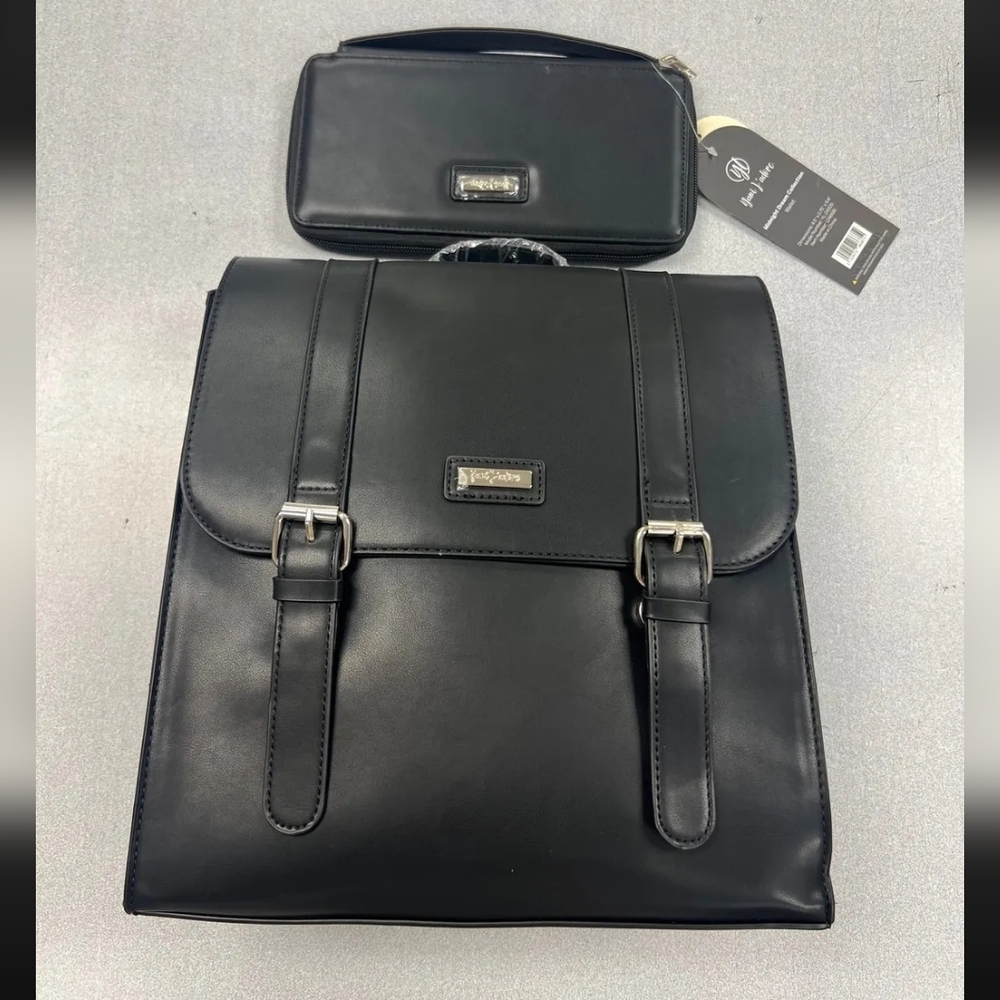 NEW Yani J'adore Large Black Faux-Leather Backpack/ Crossbody + Wallet. Bundle.